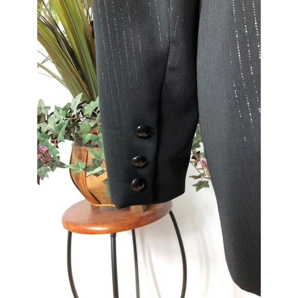 Mark Edwards Women Jacket Size 6 Lapel Notch Double Breasted Metallic Striped - Picture 4 of 9